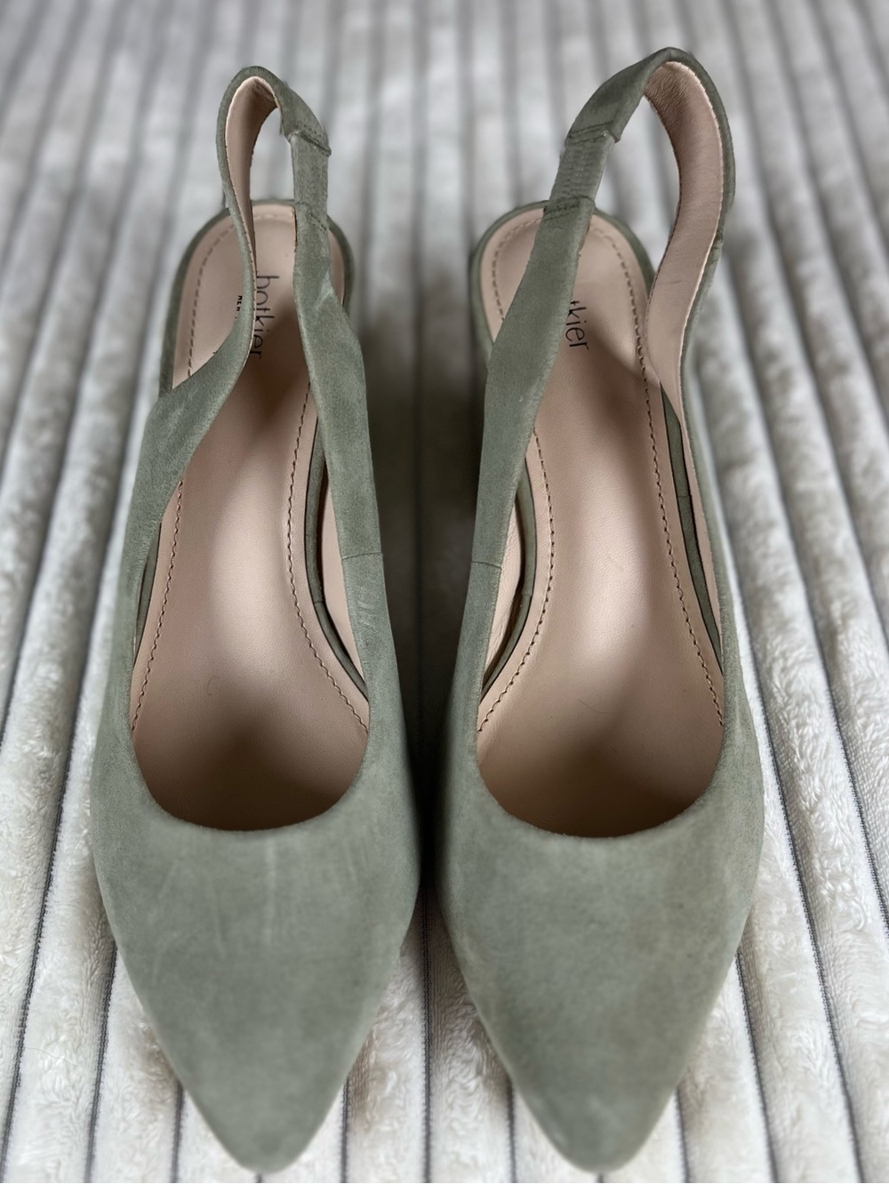 Botkier Shayla Slingback Block Heel Pumps in Sage Green Suede Size 9 - Picture 3 of 11